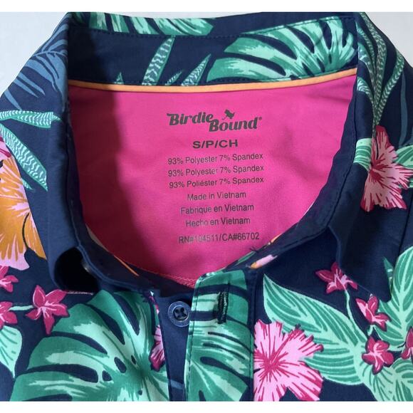 Birdie Bound Men’s Navy Floral Golf‎ Polo Size Small - Picture 4 of 5